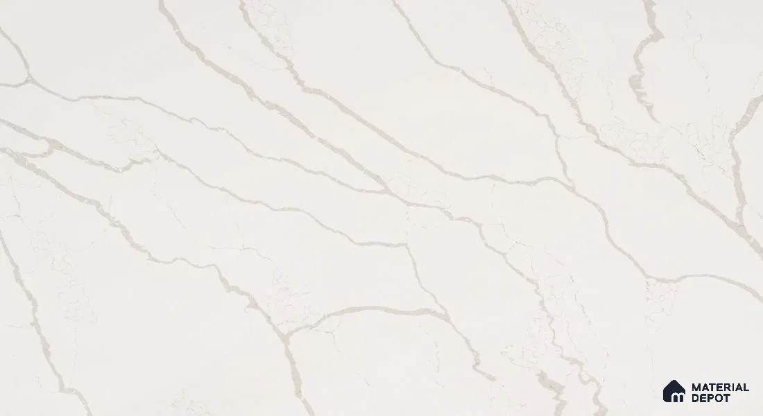 Belina Quartz QR 00295 Calacatta Rustic Umber Helsinki Series 10.5 ft x 5.35 ft Quartz - 20 mm | 10 Years and Replacement Warranty | Suitable for Kitchen, Restaurant, Counter Tops, Dining, Reception, office