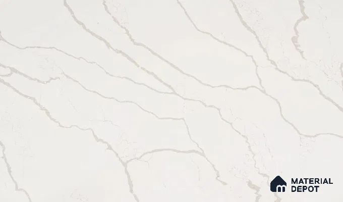 Belina Quartz QR 00295 Calacatta Rustic Umber Helsinki Series 10.5 ft x 5.35 ft Quartz - 20 mm | 10 Years and Replacement Warranty | Suitable for Kitchen, Restaurant, Counter Tops, Dining, Reception, office