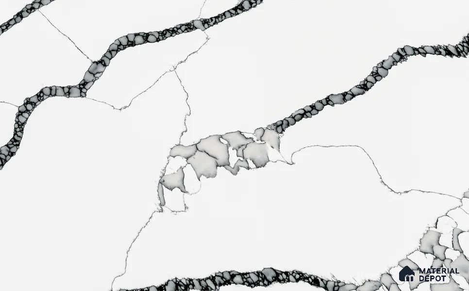 Belina Quartz QR 00296 Calacatta Marina Verona Helsinki Series 10.5 ft x 5.35 ft Quartz - 20 mm | 10 Years and Replacement Warranty | Suitable for Kitchen, Restaurant, Counter Tops, Dining, Reception, office