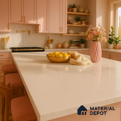 Belina Quartz QR 00279 Mayra Cloud Grey Helsinki Series 10.5 ft x 5.35 ft Quartz - 20 mm | 10 Years and Replacement Warranty | Suitable for Kitchen, Restaurant, Counter Tops, Dining, Reception, office