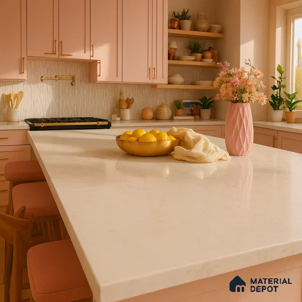 Belina Quartz QR 00279 Mayra Cloud Grey Helsinki Series 10.5 ft x 5.35 ft Quartz - 20 mm | 10 Years and Replacement Warranty | Suitable for Kitchen, Restaurant, Counter Tops, Dining, Reception, office