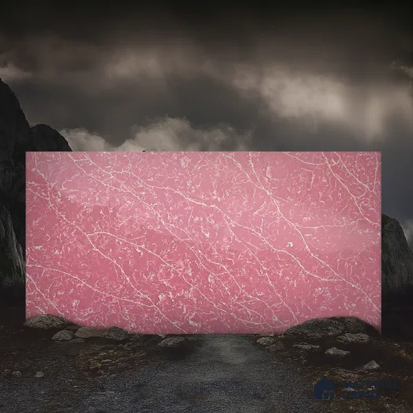 Belina Quartz QR 00299 Onyx Pink Rosella Helsinki Series 10.5 ft x 5.35 ft Quartz - 20 mm | 10 Years and Replacement Warranty | Suitable for Kitchen, Restaurant, Counter Tops, Dining, Reception, office