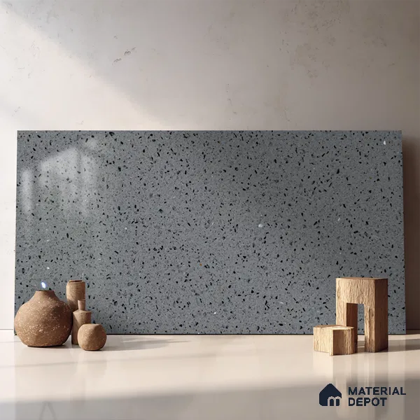 Belina Quartz QR 00312 Light Grey Starstone Helsinki Series 10.5 ft x 5.35 ft Quartz - 20 mm | 10 Years and Replacement Warranty | Suitable for Kitchen, Restaurant, Counter Tops, Dining, Reception, office
