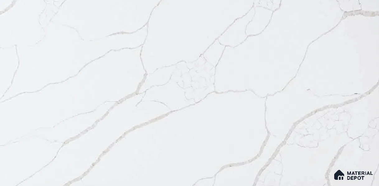 Belina Quartz QR 00294 Calacatta White Crystal Helsinki Series 10.5 ft x 5.35 ft Quartz - 20 mm | 10 Years and Replacement Warranty | Suitable for Kitchen, Restaurant, Counter Tops, Dining, Reception, office