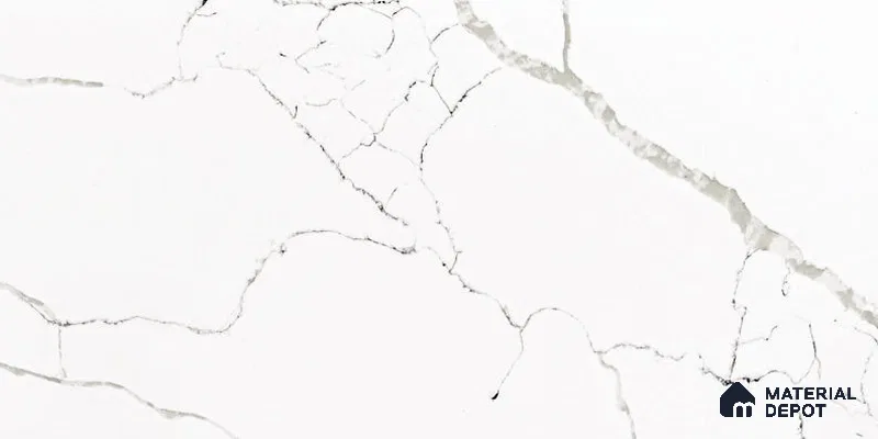 Belina Quartz QR 00294 Calacatta White Crystal Helsinki Series 10.5 ft x 5.35 ft Quartz - 20 mm | 10 Years and Replacement Warranty | Suitable for Kitchen, Restaurant, Counter Tops, Dining, Reception, office
