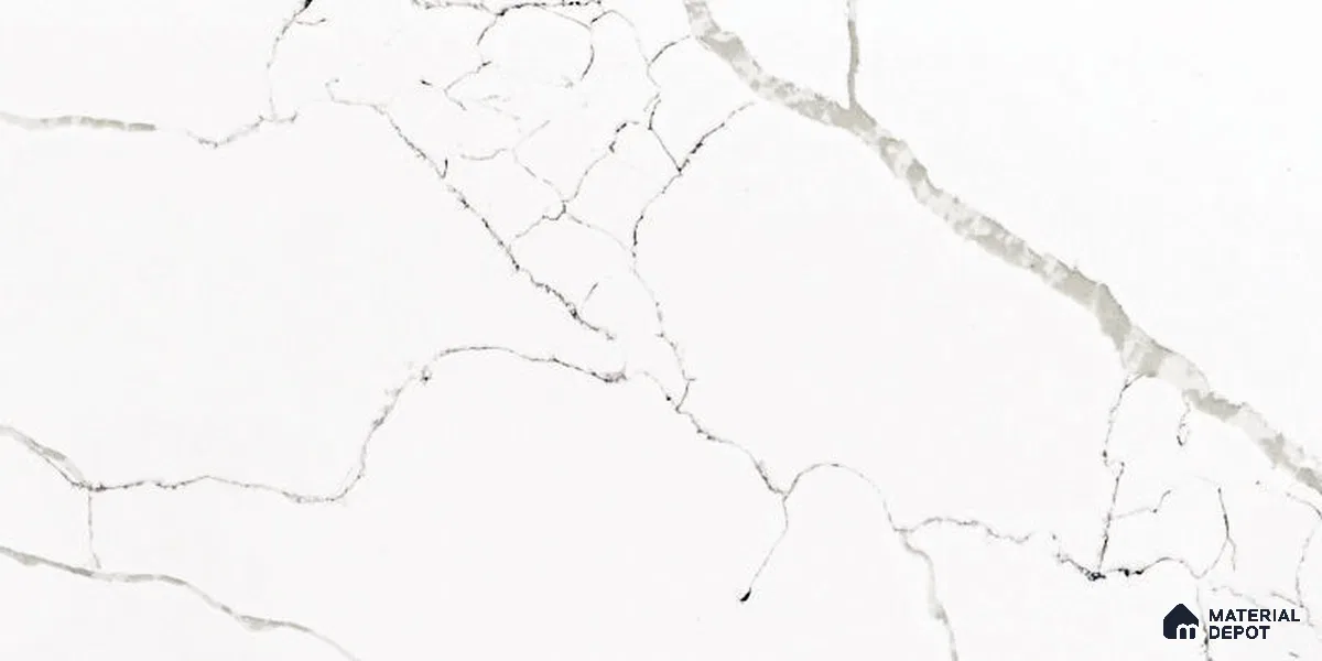 Belina Quartz QR 00294 Calacatta White Crystal Helsinki Series 10.5 ft x 5.35 ft Quartz - 20 mm | 10 Years and Replacement Warranty | Suitable for Kitchen, Restaurant, Counter Tops, Dining, Reception, office