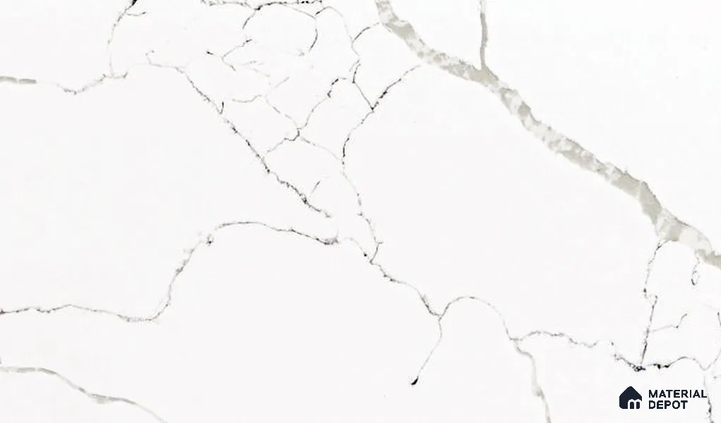 Belina Quartz QR 00294 Calacatta White Crystal Helsinki Series 10.5 ft x 5.35 ft Quartz - 20 mm | 10 Years and Replacement Warranty | Suitable for Kitchen, Restaurant, Counter Tops, Dining, Reception, office