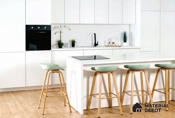 Belina Quartz QR 00286 Arctic White Helsinki Series 10.5 ft x 5.35 ft Quartz - 20 mm | 10 Years and Replacement Warranty | Suitable for Kitchen, Restaurant, Counter Tops, Dining, Reception, office