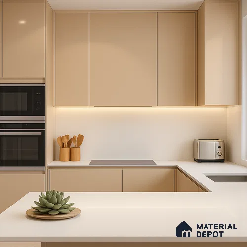 Belina Quartz QR 00286 Arctic White Helsinki Series 10.5 ft x 5.35 ft Quartz - 20 mm | 10 Years and Replacement Warranty | Suitable for Kitchen, Restaurant, Counter Tops, Dining, Reception, office