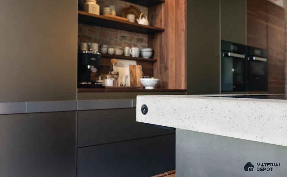 Belina Quartz QR 00319 Frosted Ice Helsinki Series 10.5 ft x 5.35 ft Quartz - 20 mm | 10 Years and Replacement Warranty | Suitable for Kitchen, Restaurant, Counter Tops, Dining, Reception, office