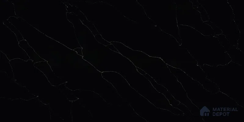 Belina Quartz QR 00292 Calacatta Black Modena Helsinki Series 10.5 ft x 5.35 ft Quartz - 20 mm | 10 Years and Replacement Warranty | Suitable for Kitchen, Restaurant, Counter Tops, Dining, Reception, office