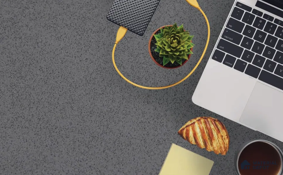 Belina Quartz QR 00306 Industrial Grey Helsinki Series 10.5 ft x 5.35 ft Quartz - 20 mm | 10 Years and Replacement Warranty | Suitable for Kitchen, Restaurant, Counter Tops, Dining, Reception, office (Sample)