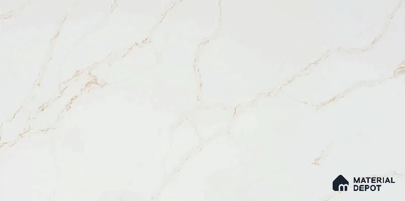 Belina Quartz QR 00287 Calacatta Solaro Gold Helsinki Series 10.5 ft x 5.35 ft Quartz - 20 mm | 10 Years and Replacement Warranty | Suitable for Kitchen, Restaurant, Counter Tops, Dining, Reception, office