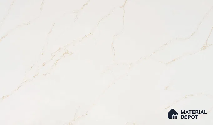 Belina Quartz QR 00287 Calacatta Solaro Gold Helsinki Series 10.5 ft x 5.35 ft Quartz - 20 mm | 10 Years and Replacement Warranty | Suitable for Kitchen, Restaurant, Counter Tops, Dining, Reception, office