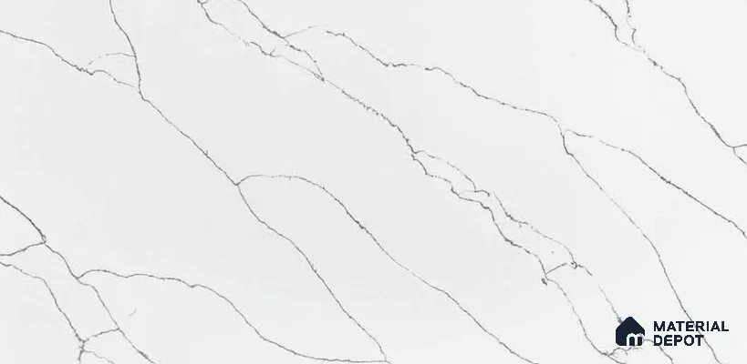 Belina Quartz QR 00297 Calacatta White Pearl Helsinki Series 10.5 ft x 5.35 ft Quartz - 20 mm | 10 Years and Replacement Warranty | Suitable for Kitchen, Restaurant, Counter Tops, Dining, Reception, office