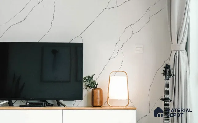 Belina Quartz QR 00297 Calacatta White Pearl Helsinki Series 10.5 ft x 5.35 ft Quartz - 20 mm | 10 Years and Replacement Warranty | Suitable for Kitchen, Restaurant, Counter Tops, Dining, Reception, office