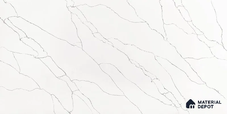 Belina Quartz QR 00297 Calacatta White Pearl Helsinki Series 10.5 ft x 5.35 ft Quartz - 20 mm | 10 Years and Replacement Warranty | Suitable for Kitchen, Restaurant, Counter Tops, Dining, Reception, office