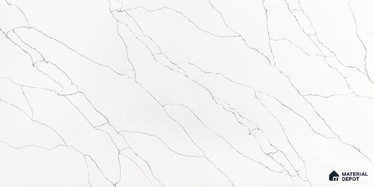 Belina Quartz QR 00297 Calacatta White Pearl Helsinki Series 10.5 ft x 5.35 ft Quartz - 20 mm | 10 Years and Replacement Warranty | Suitable for Kitchen, Restaurant, Counter Tops, Dining, Reception, office
