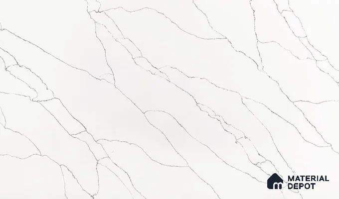 Belina Quartz QR 00297 Calacatta White Pearl Helsinki Series 10.5 ft x 5.35 ft Quartz - 20 mm | 10 Years and Replacement Warranty | Suitable for Kitchen, Restaurant, Counter Tops, Dining, Reception, office