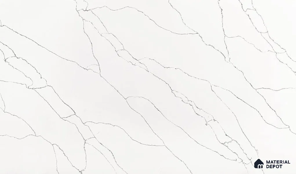 Belina Quartz QR 00297 Calacatta White Pearl Helsinki Series 10.5 ft x 5.35 ft Quartz - 20 mm | 10 Years and Replacement Warranty | Suitable for Kitchen, Restaurant, Counter Tops, Dining, Reception, office