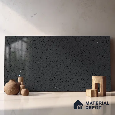 Belina Quartz QR 00313 Dark Grey Cosmos Helsinki Series 10.5 ft x 5.35 ft Quartz - 20 mm | 10 Years and Replacement Warranty | Suitable for Kitchen, Restaurant, Counter Tops, Dining, Reception, office