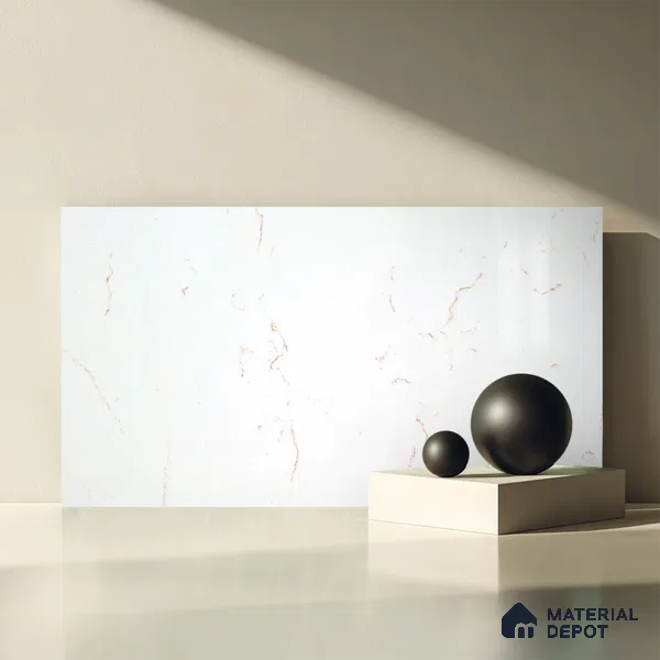 Belina Quartz QR 00322 Carrara Gold Aura Helsinki Series 10.5 ft x 5.35 ft Quartz - 20 mm | 10 Years and Replacement Warranty | Suitable for Kitchen, Restaurant, Counter Tops, Dining, Reception, office