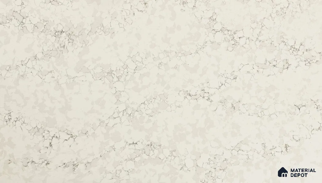 Belina Quartz QR 00282 Calacatta Belluno Grey Helsinki Series 10.5 ft x 5.35 ft Quartz - 20 mm | 10 Years and Replacement Warranty | Suitable for Kitchen, Restaurant, Counter Tops, Dining, Reception, office