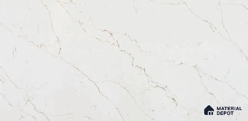 Belina Quartz QR 00289 Calacatta Rustic Brown Helsinki Series 10.5 ft x 5.35 ft Quartz - 20 mm | 10 Years and Replacement Warranty | Suitable for Kitchen, Restaurant, Counter Tops, Dining, Reception, office