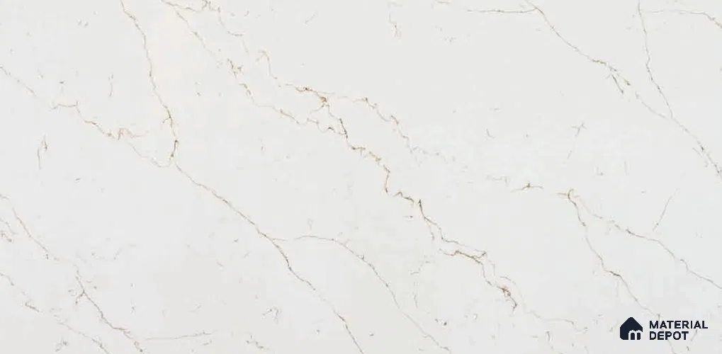 Belina Quartz QR 00289 Calacatta Rustic Brown Helsinki Series 10.5 ft x 5.35 ft Quartz - 20 mm | 10 Years and Replacement Warranty | Suitable for Kitchen, Restaurant, Counter Tops, Dining, Reception, office