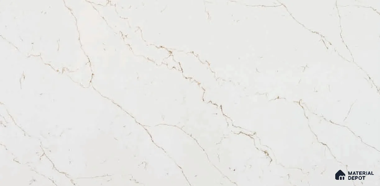 Belina Quartz QR 00289 Calacatta Rustic Brown Helsinki Series 10.5 ft x 5.35 ft Quartz - 20 mm | 10 Years and Replacement Warranty | Suitable for Kitchen, Restaurant, Counter Tops, Dining, Reception, office