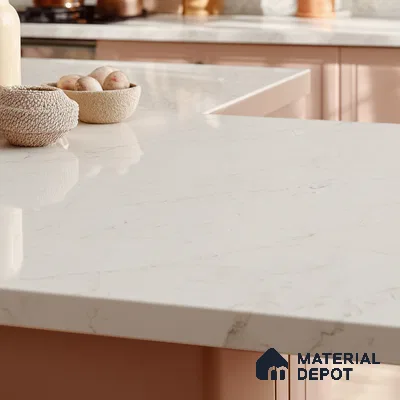 Belina Quartz QR 00289 Calacatta Rustic Brown Helsinki Series 10.5 ft x 5.35 ft Quartz - 20 mm | 10 Years and Replacement Warranty | Suitable for Kitchen, Restaurant, Counter Tops, Dining, Reception, office