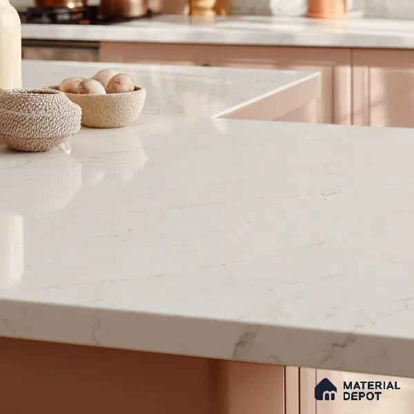 Belina Quartz QR 00289 Calacatta Rustic Brown Helsinki Series 10.5 ft x 5.35 ft Quartz - 20 mm | 10 Years and Replacement Warranty | Suitable for Kitchen, Restaurant, Counter Tops, Dining, Reception, office