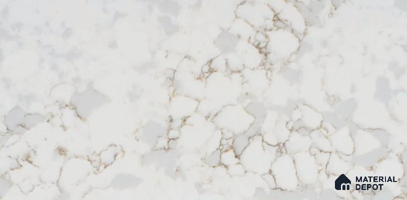 Belina Quartz QR 00281 Calacatta Aurelia Brown Helsinki Series 10.5 ft x 5.35 ft Quartz - 20 mm | 10 Years and Replacement Warranty | Suitable for Kitchen, Restaurant, Counter Tops, Dining, Reception, office