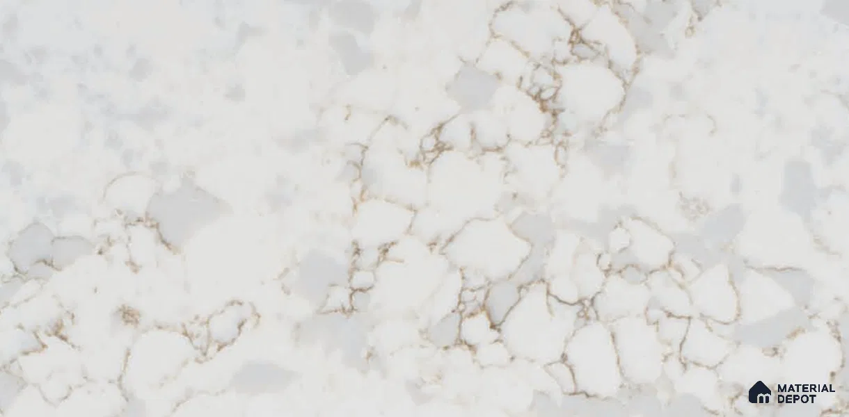 Belina Quartz QR 00281 Calacatta Aurelia Brown Helsinki Series 10.5 ft x 5.35 ft Quartz - 20 mm | 10 Years and Replacement Warranty | Suitable for Kitchen, Restaurant, Counter Tops, Dining, Reception, office