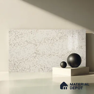 Belina Quartz QR 00281 Calacatta Aurelia Brown Helsinki Series 10.5 ft x 5.35 ft Quartz - 20 mm | 10 Years and Replacement Warranty | Suitable for Kitchen, Restaurant, Counter Tops, Dining, Reception, office