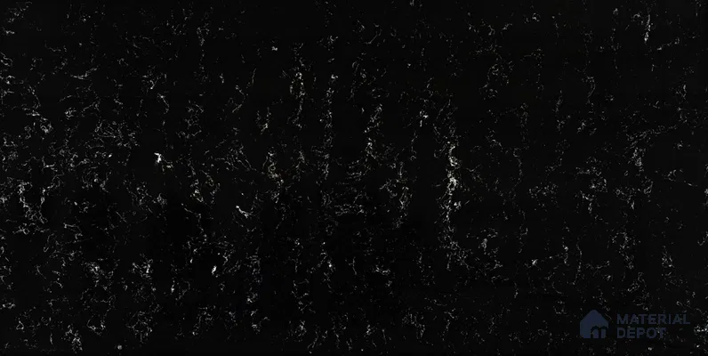 Belina Quartz QR 00326 Carrara Ocean Black Helsinki Series 10.5 ft x 5.35 ft Quartz - 20 mm | 10 Years and Replacement Warranty | Suitable for Kitchen, Restaurant, Counter Tops, Dining, Reception, office (Sample)