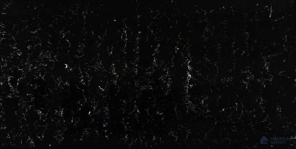 Belina Quartz QR 00326 Carrara Ocean Black Helsinki Series 10.5 ft x 5.35 ft Quartz - 20 mm | 10 Years and Replacement Warranty | Suitable for Kitchen, Restaurant, Counter Tops, Dining, Reception, office (Sample)