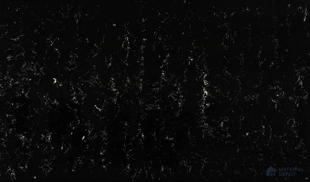 Belina Quartz QR 00326 Carrara Ocean Black Helsinki Series 10.5 ft x 5.35 ft Quartz - 20 mm | 10 Years and Replacement Warranty | Suitable for Kitchen, Restaurant, Counter Tops, Dining, Reception, office (Sample)