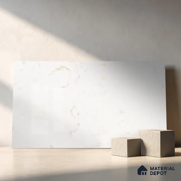 Belina Quartz QR 00285 Carrara Tioli White Helsinki Series 10.5 ft x 5.35 ft Quartz - 20 mm | 10 Years and Replacement Warranty | Suitable for Kitchen, Restaurant, Counter Tops, Dining, Reception, office