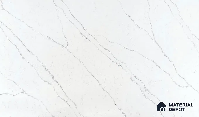 Belina Quartz QR 00277 Calacatta Lucento Helsinki Series 10.5 ft x 5.35 ft Quartz - 20 mm | 10 Years and Replacement Warranty | Suitable for Kitchen, Restaurant, Counter Tops, Dining, Reception, office