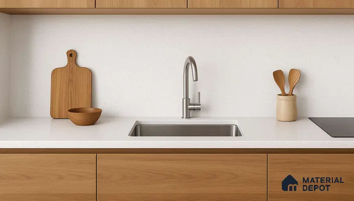 Belina Quartz QR 00354 Frosted Mist Mini Jumbo Helsinki Series 10.53 ft x 4.79 ft Quartz - 20 mm | 10 Years and Replacement Warranty | Suitable for Kitchen, Restaurant, Counter Tops, Dining, Reception, office
