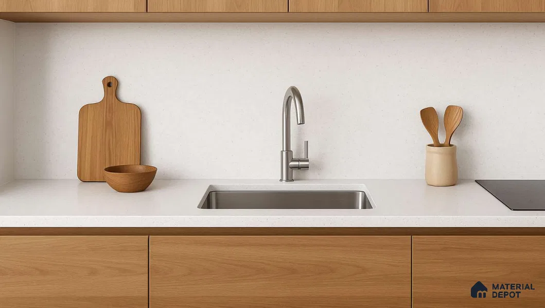 Belina Quartz QR 00354 Frosted Mist Mini Jumbo Helsinki Series 10.53 ft x 4.79 ft Quartz - 20 mm | 10 Years and Replacement Warranty | Suitable for Kitchen, Restaurant, Counter Tops, Dining, Reception, office