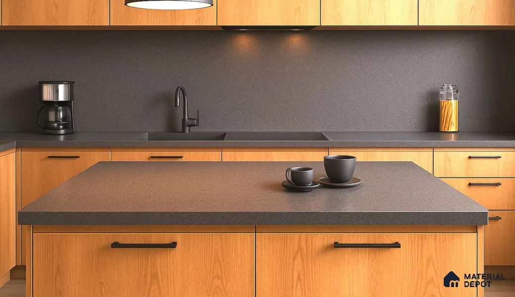 Belina Quartz QR 00365 B Graphite Shimmer Jumbo Helsinki Series 10.83 ft x 5.41 ft Quartz - 20 mm | 10 Years and Replacement Warranty | Suitable for Kitchen, Restaurant, Counter Tops, Dining, Reception, office