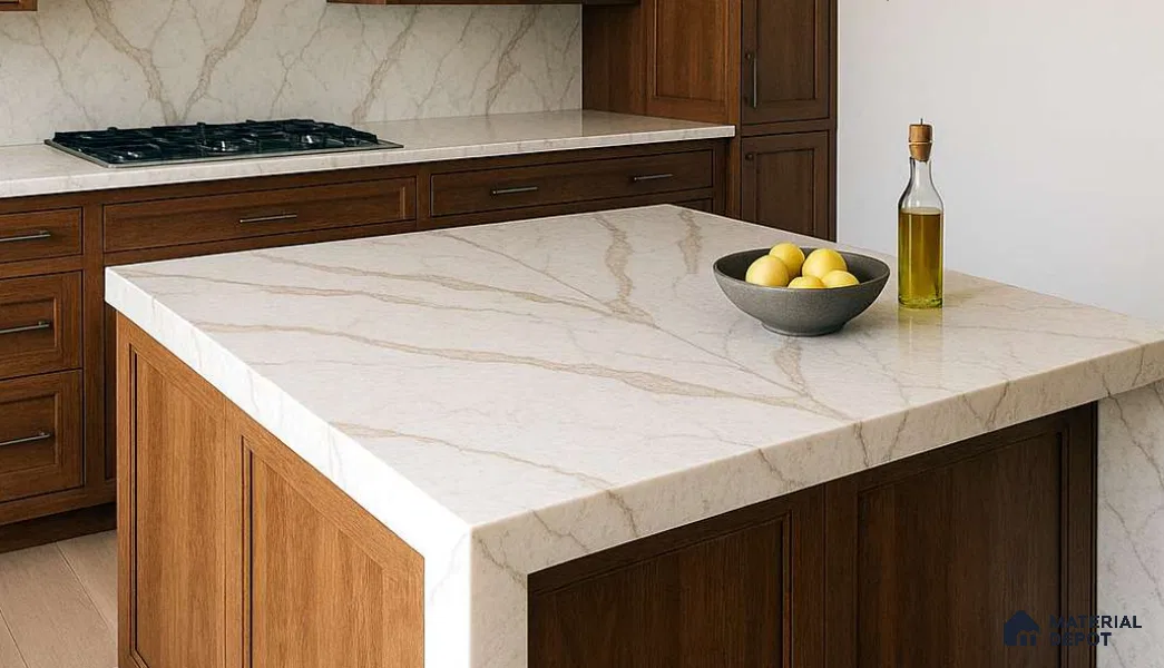 Belina Quartz QR 00342 Verona Drift Mini Jumbo Helsinki Series 10.53 ft x 4.79 ft Quartz - 20 mm | 10 Years and Replacement Warranty | Suitable for Kitchen, Restaurant, Counter Tops, Dining, Reception, office
