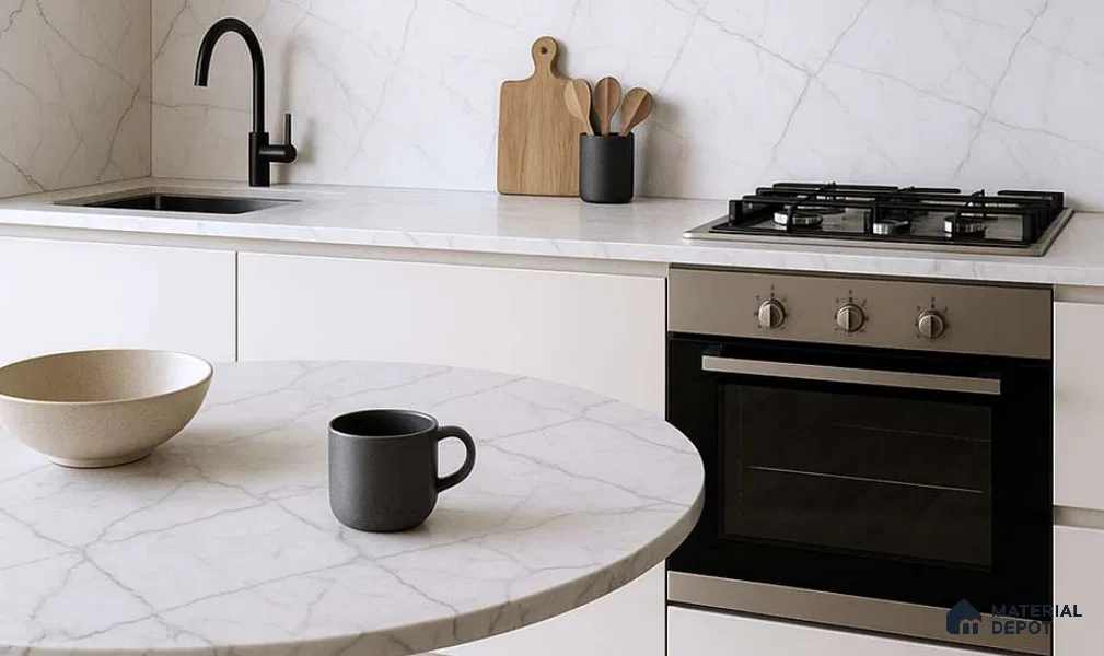 Belina Quartz QR 00338 Frosted Lattice Mini Jumbo Helsinki Series 10.53 ft x 4.79 ft Quartz - 20 mm | 10 Years and Replacement Warranty | Suitable for Kitchen, Restaurant, Counter Tops, Dining, Reception, office