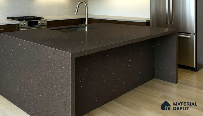 Belina Quartz QR 00364 Meteorite Grey Mini Jumbo Helsinki Series 10.53 ft x 4.79 ft Quartz - 20 mm | 10 Years and Replacement Warranty | Suitable for Kitchen, Restaurant, Counter Tops, Dining, Reception, office