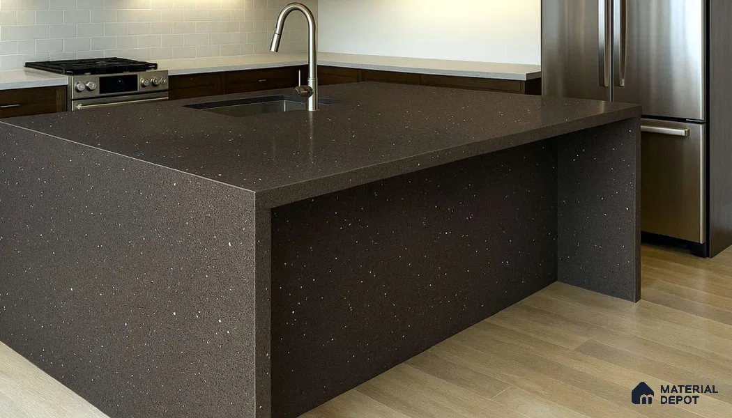 Belina Quartz QR 00364 Meteorite Grey Mini Jumbo Helsinki Series 10.53 ft x 4.79 ft Quartz - 20 mm | 10 Years and Replacement Warranty | Suitable for Kitchen, Restaurant, Counter Tops, Dining, Reception, office