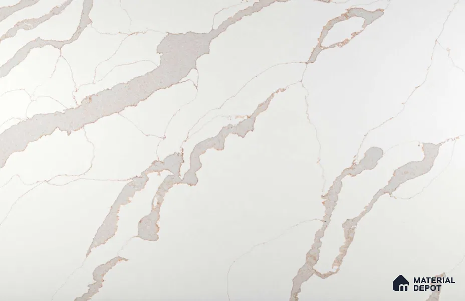 Belina Quartz QR 00347 B Ivory Cascade Jumbo Helsinki Series 10.83 ft x 5.41 ft Quartz - 20 mm | 10 Years and Replacement Warranty | Suitable for Kitchen, Restaurant, Counter Tops, Dining, Reception, office