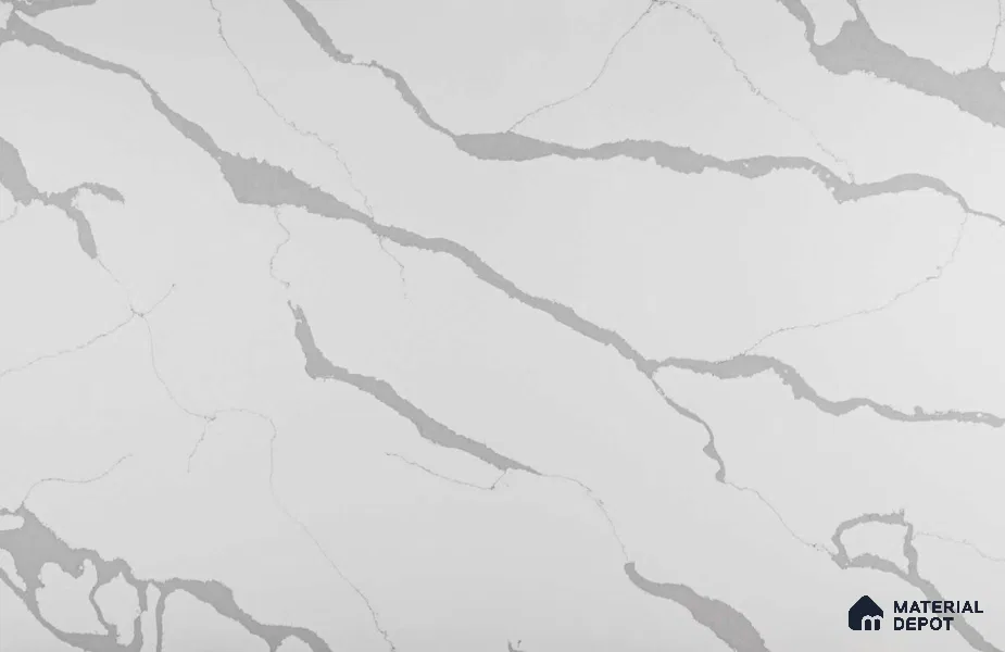 Belina Quartz QR 00345 B Arctic Cascade Jumbo Helsinki Series 10.83 ft x 5.41 ft Quartz - 20 mm | 10 Years and Replacement Warranty | Suitable for Kitchen, Restaurant, Counter Tops, Dining, Reception, office