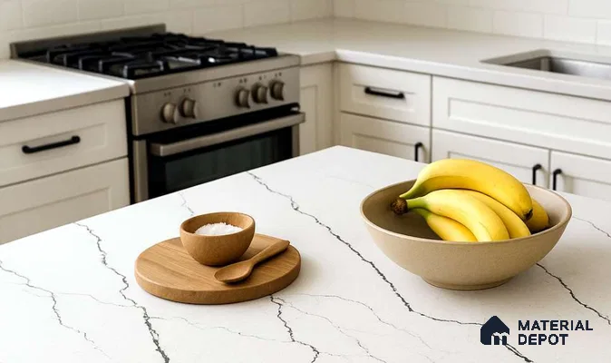 Belina Quartz QR 00339 Obsidian Trace Mini Jumbo Helsinki Series 10.53 ft x 4.79 ft Quartz - 20 mm | 10 Years and Replacement Warranty | Suitable for Kitchen, Restaurant, Counter Tops, Dining, Reception, office